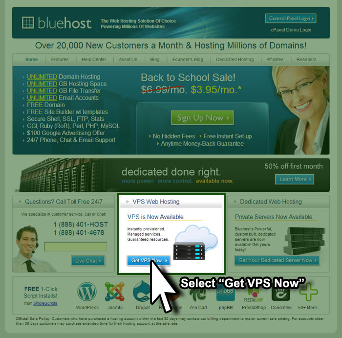 Get BlueHost VPS Web Hosting